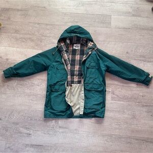 Vintage Plaid Wool Line Rain Jacket